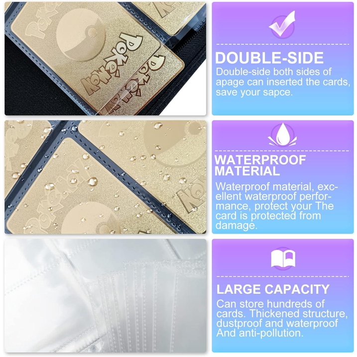 9-Pocket Card Binder with 50 Sleeves – Holds Up to 900 Trading Cards, Durable Album for Kids & Collectors