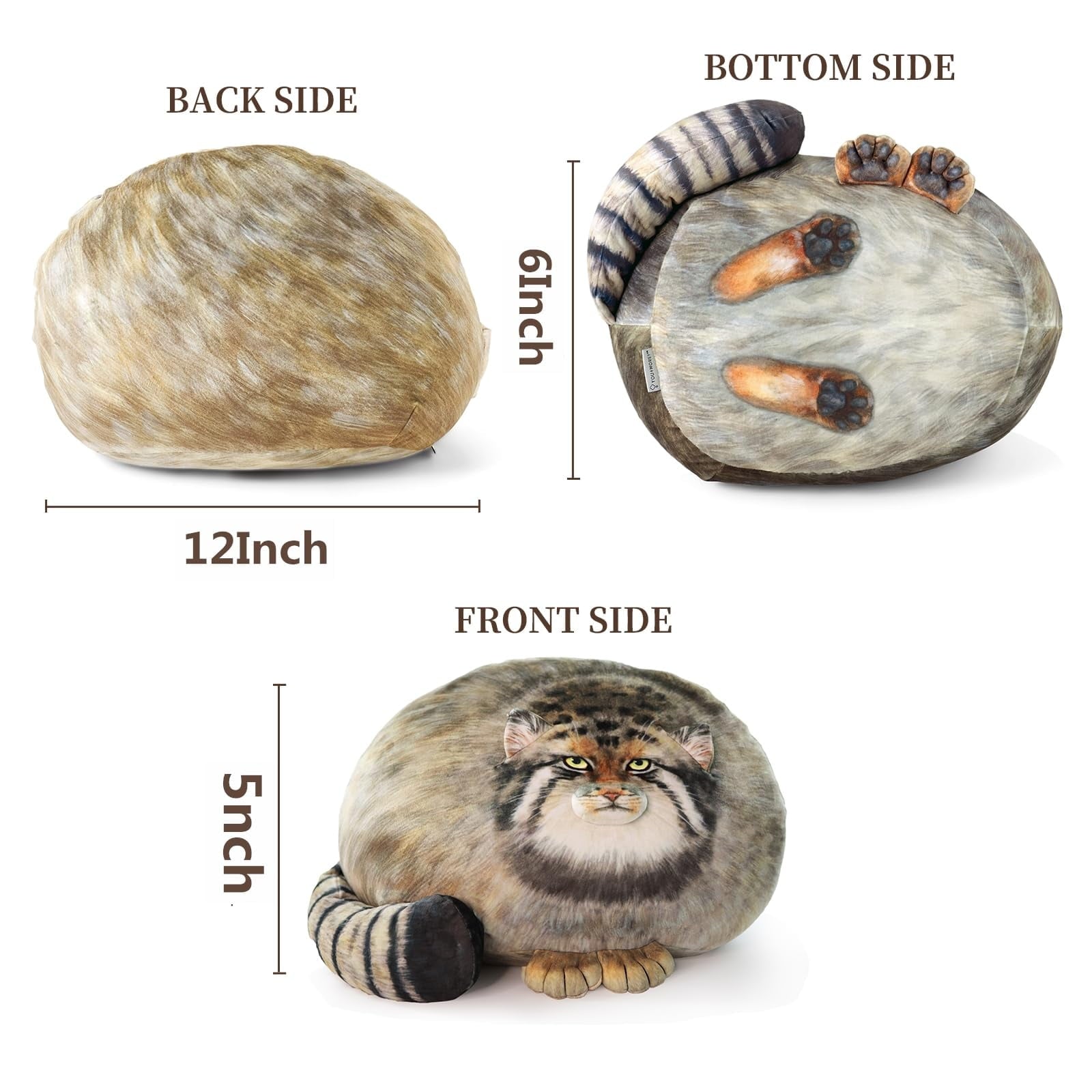 Steppe Cat Plush 12-Inch Stuffed Animal - Pallas Cat Plush Pillow, Soft Plush Toy for Girls & Boys, Cute Throw Pillow Doll Gift for Kids, Christmas Party Decoration