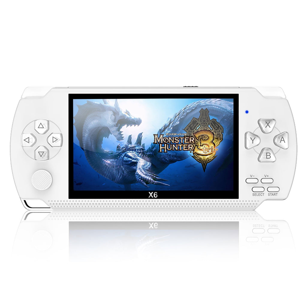 PSP Handheld Game Machine X6 – 4.3" HD Screen, 8GB Storage, Built-in 10,000+ Games (White)
