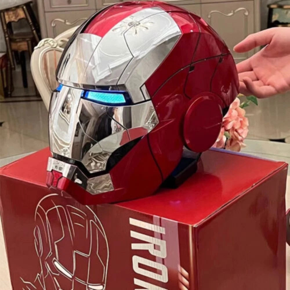 Iron Man Mark 5 Helmet (Silver) – 1:1 Scale Collectible Mask with LED Lights & Sound Effects