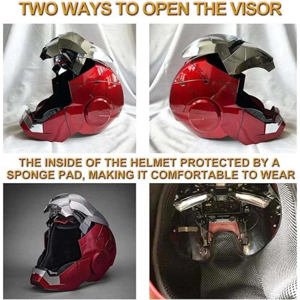 Iron Man Mark 5 Helmet (Silver) – 1:1 Scale Collectible Mask with LED Lights & Sound Effects