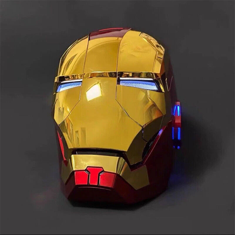Iron-Man Mark 5 Electronic Helmet – 1:1 Scale Gold Mask with LED Lights & Sound Effects