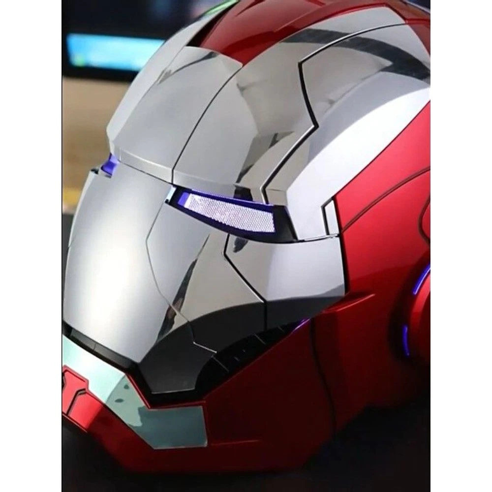Iron Man Mark 5 Helmet (Silver) – 1:1 Scale Collectible Mask with LED Lights & Sound Effects