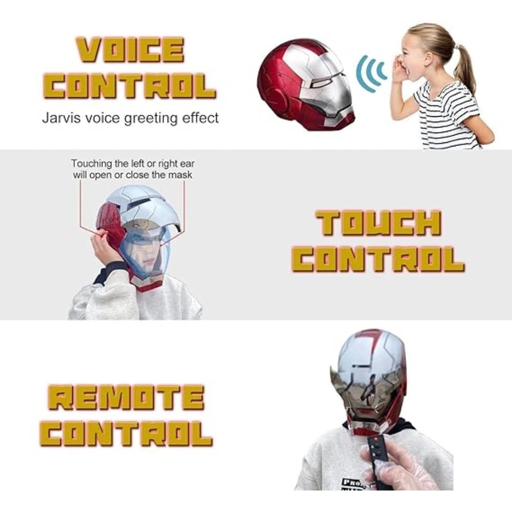 Iron Man Mark 5 Helmet (Silver) – 1:1 Scale Collectible Mask with LED Lights & Sound Effects