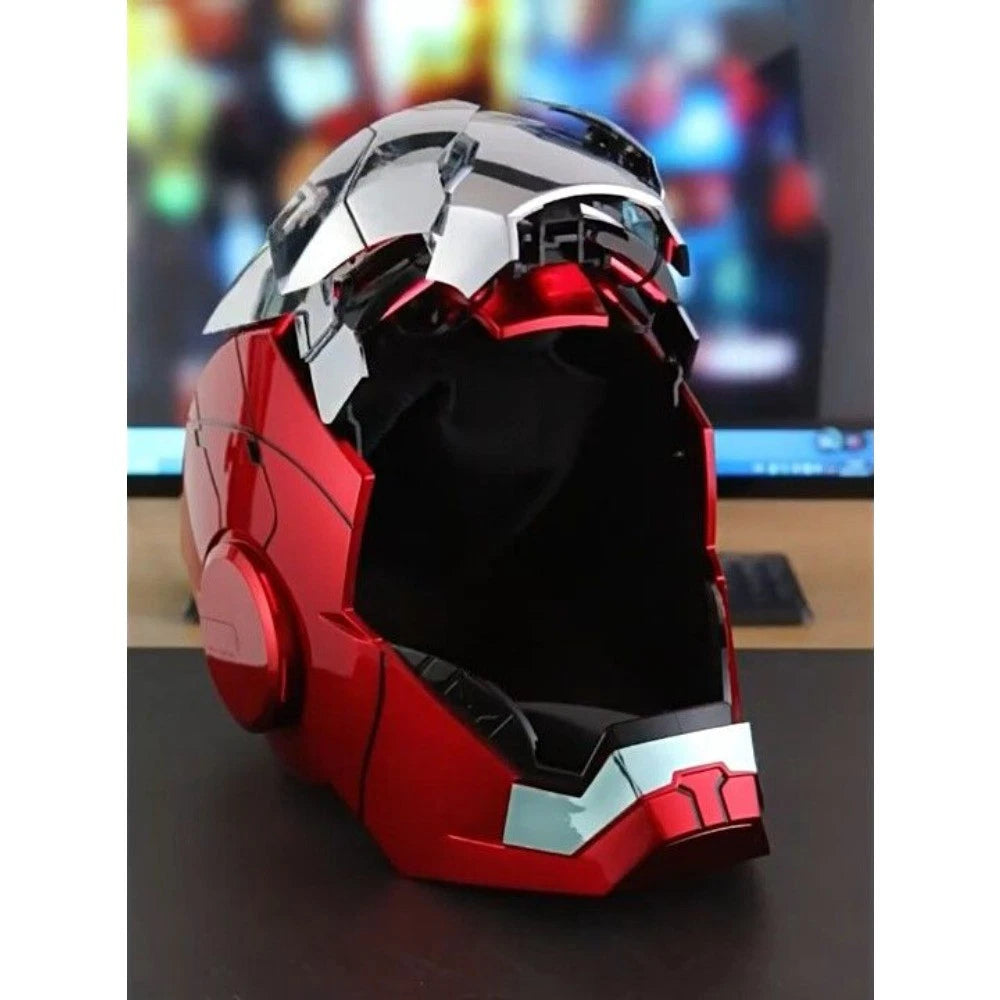 Iron Man Mark 5 Helmet (Silver) – 1:1 Scale Collectible Mask with LED Lights & Sound Effects