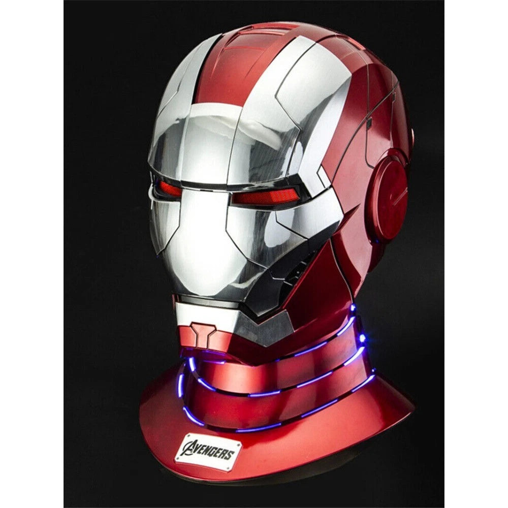 Iron Man Mark 5 Helmet (Silver) – 1:1 Scale Collectible Mask with LED Lights & Sound Effects