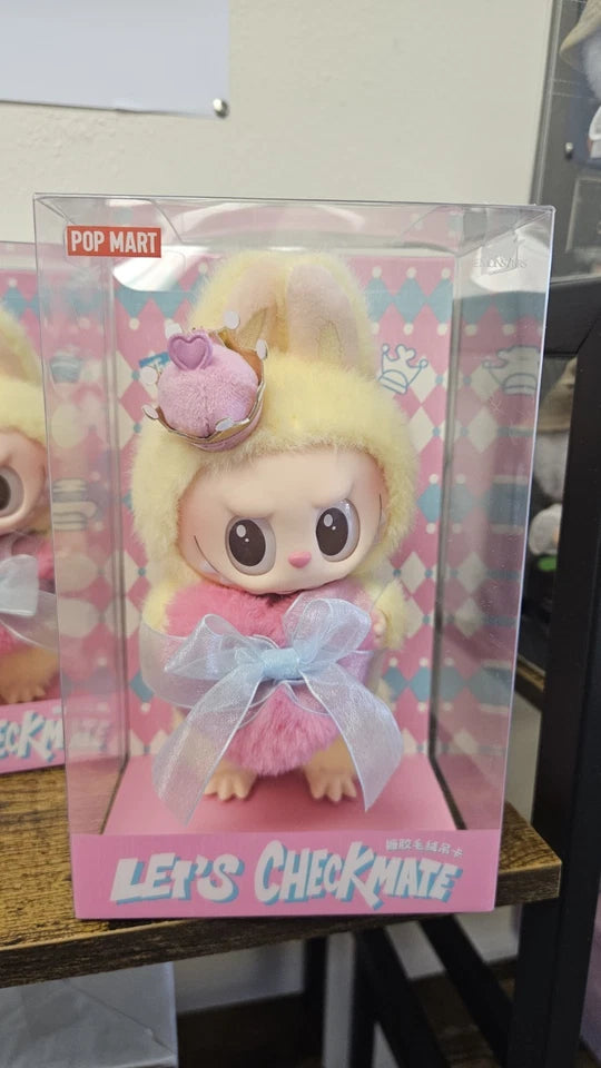 2025 POP MART Labubu The Monsters “Let’s Checkmate” Vinyl Plush Hanging Figure with Card – Yellow Exclusive Edition (Replica/Dupe)